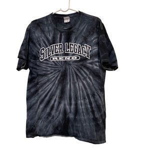 Silver Legacy Reno Tie-Dye T-Shirt XL 100% Cotton Dark Gray Swirl Design Casual